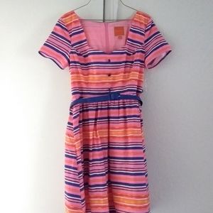 Sweetheart neckline striped midi dress